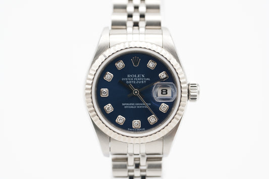 Rolex Lady-Datejust 79174G Blau Diamanten Full-Set 2005