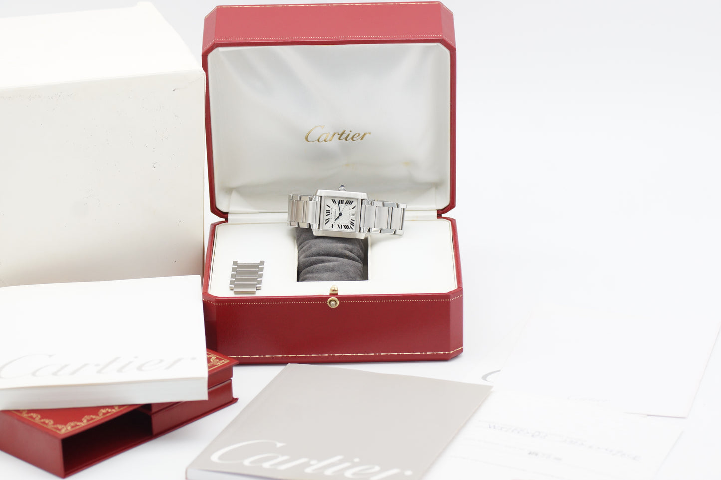 Cartier Tank Française W51002Q3 Weiß Full-Set 2005