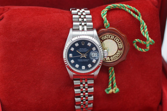 Rolex Lady-Datejust 26 Blau  79174G Diamantblatt Full-Set 2001