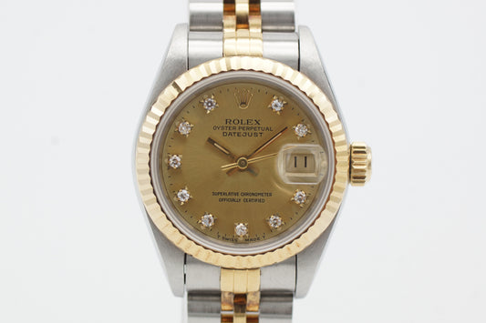Rolex Lady-Datejust 26 Bicolor 69173G Diamantblatt Papiere 1994