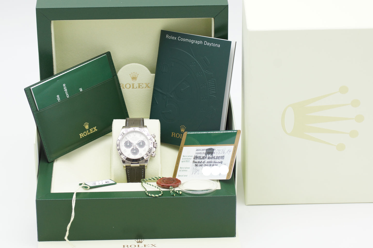 Rolex Daytona 18k Weißgold 116519 Panda Full-Set 2014 (LC100)