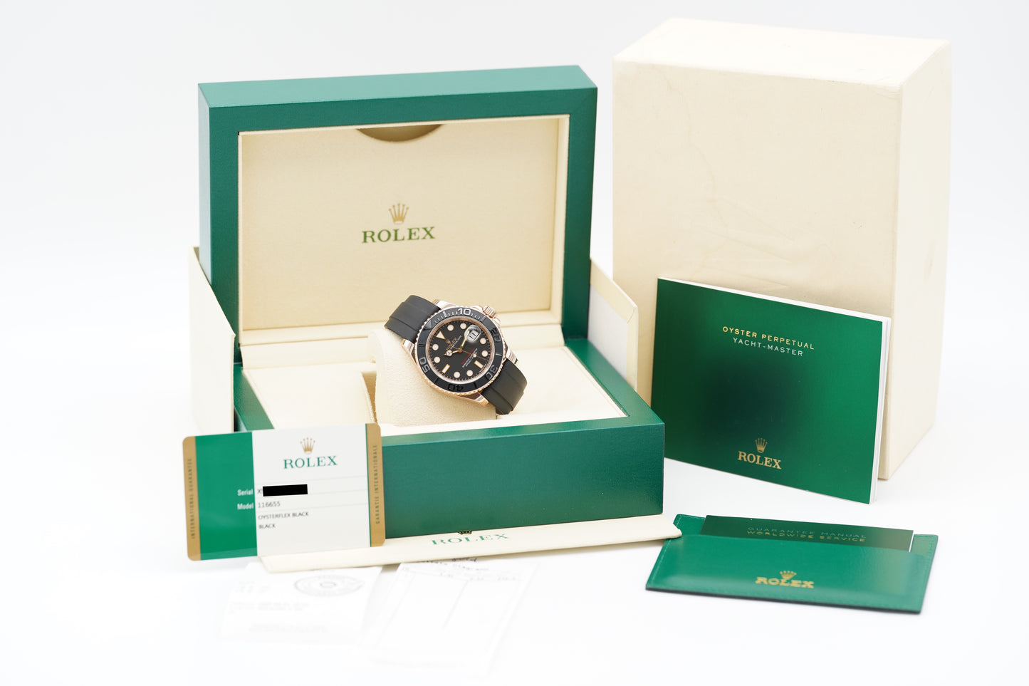 Rolex Yacht-Master 40 18k Roségold Oysterflex 116655 Full-Set 2018