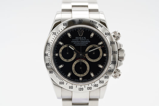 Rolex Daytona Chosmograph Lange Schließe 116520 Schwarz Etui 2009