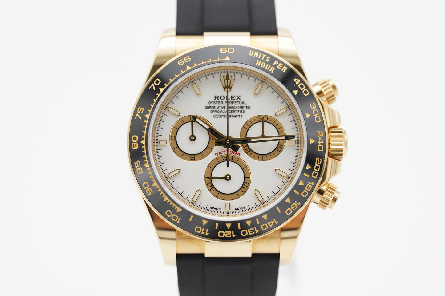 Rolex Daytona 126518LN Gelbgold Oysterflex Weiß 2024