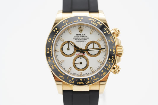 Rolex Daytona 126518LN Gelbgold Oysterflex Weiß 2024