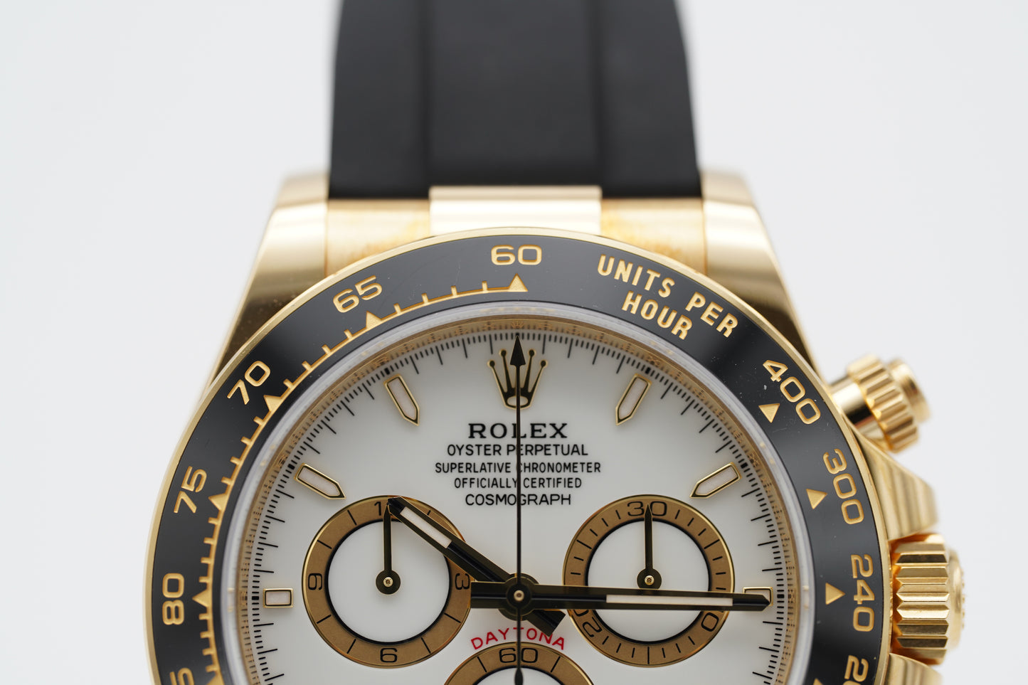 Rolex Daytona 126518LN Gelbgold Oysterflex Weiß 2024