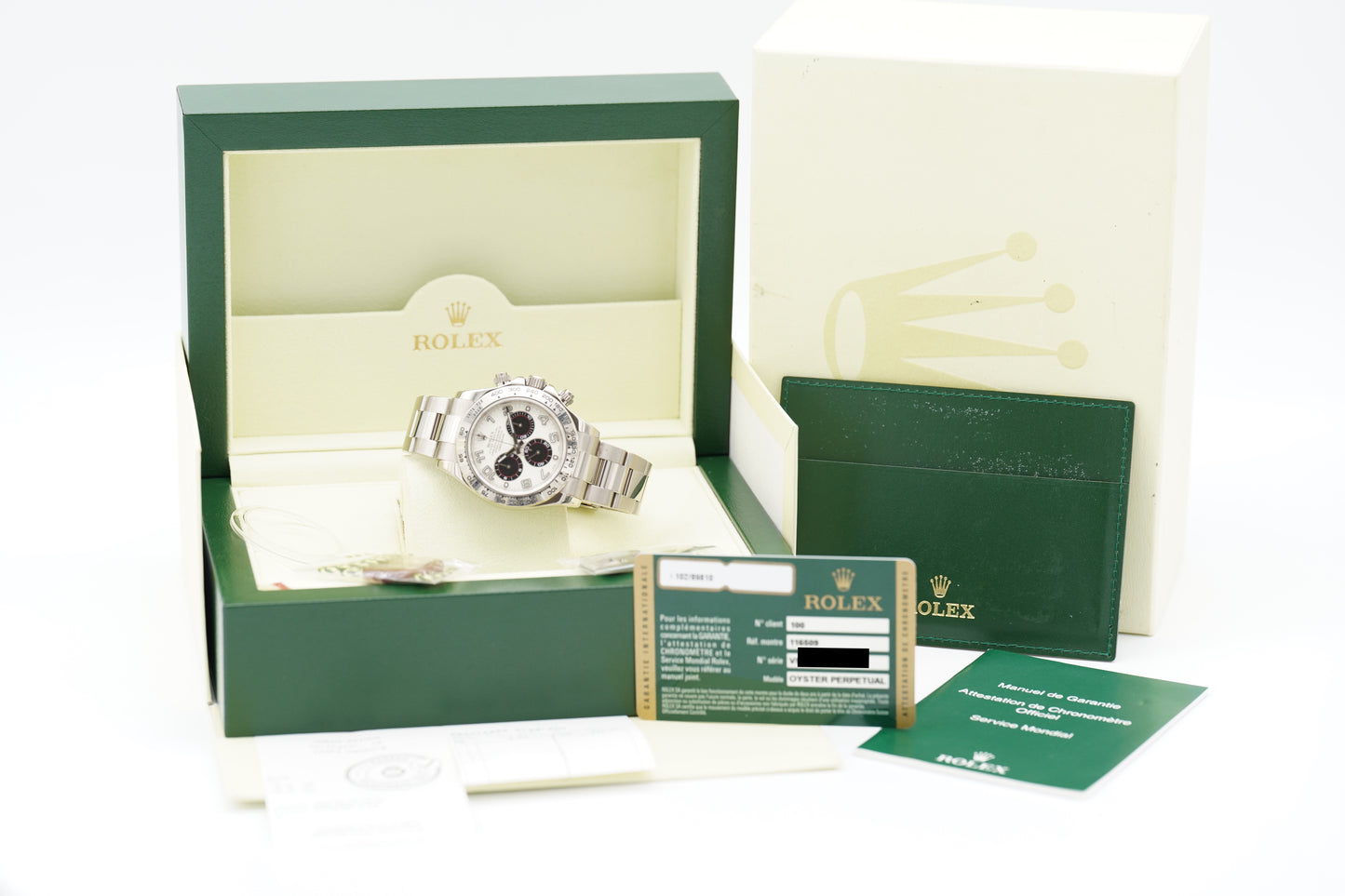 Rolex Daytona Weißgold 116509 Racing Panda Full-Set 2011 (LC100)