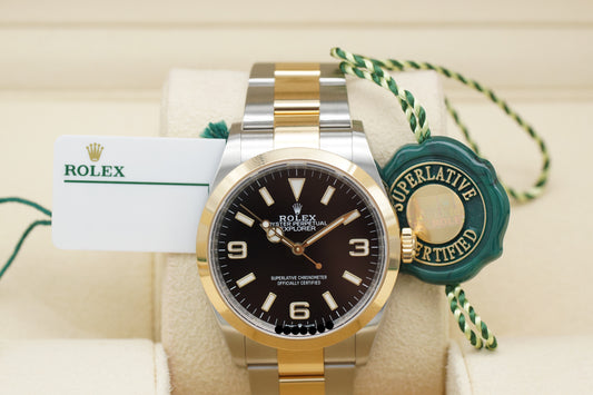 Rolex Explorer I 124273 Stahl/Gelbgold Schwarz Full-Set 2022