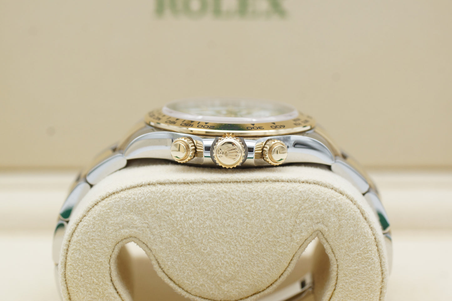 Rolex Cosmograph Daytona Weiß 116503 Gelbgold Full-Set 2022 LC100