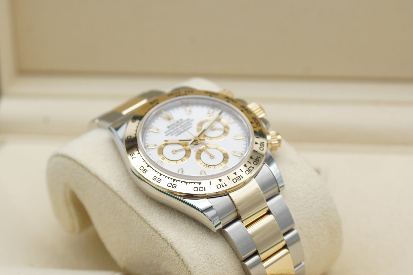 Rolex Cosmograph Daytona Weiß 116503 Gelbgold Full-Set 2022 LC100