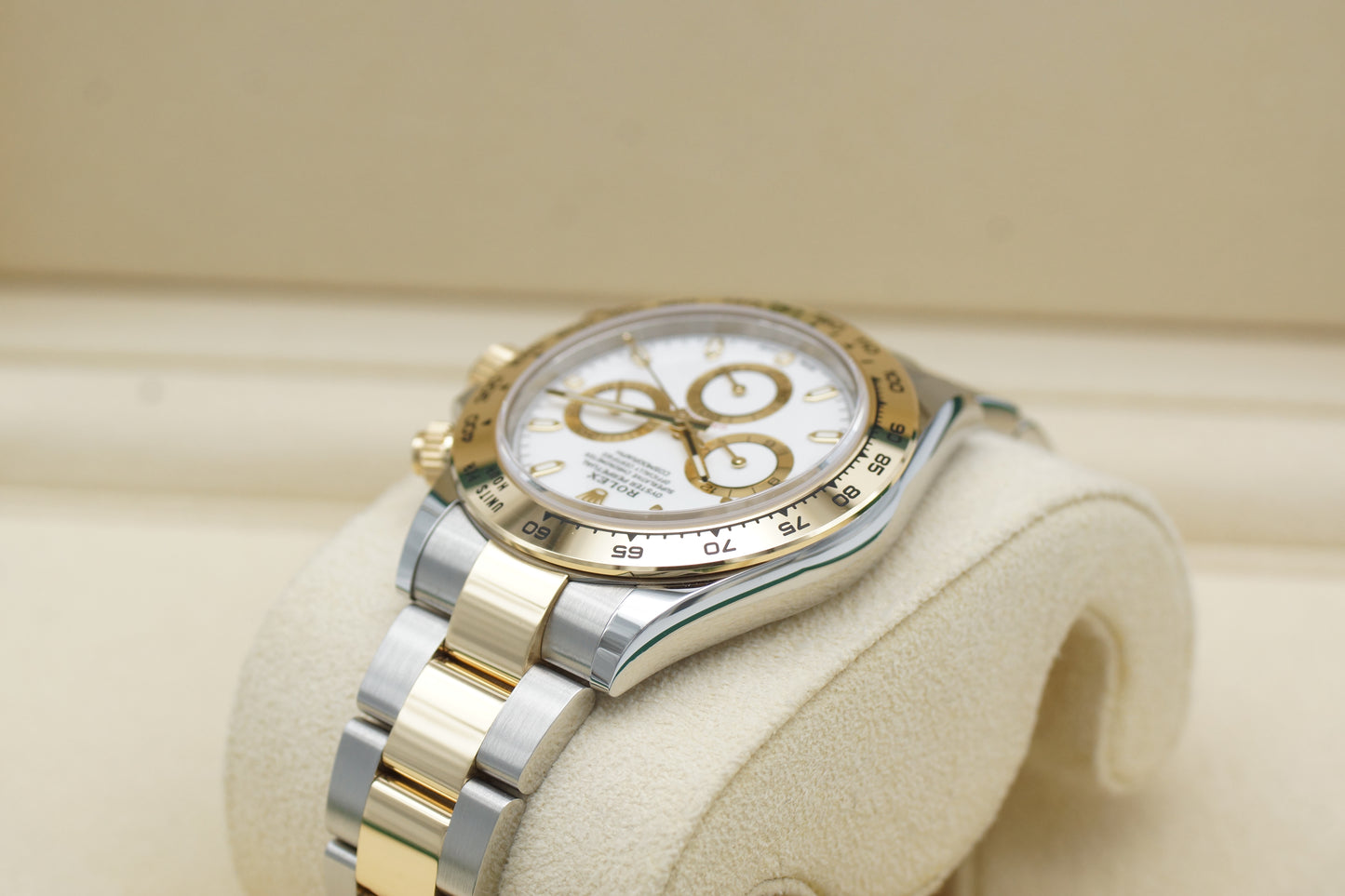 Rolex Cosmograph Daytona Weiß 116503 Gelbgold Full-Set 2022 LC100