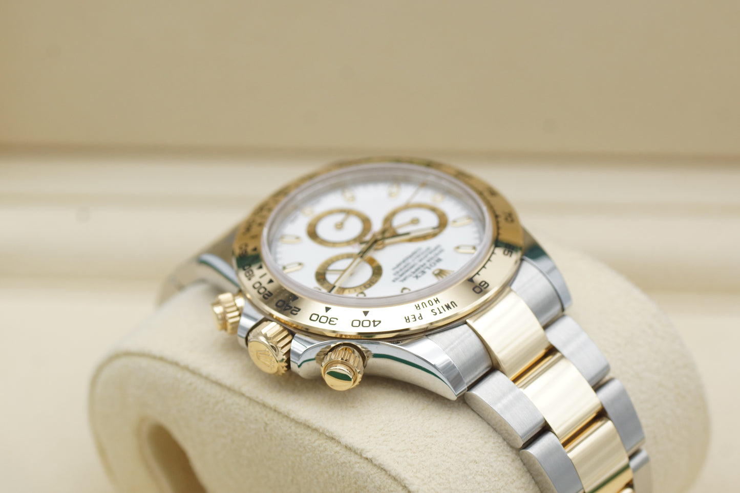 Rolex Cosmograph Daytona Weiß 116503 Gelbgold Full-Set 2022 LC100