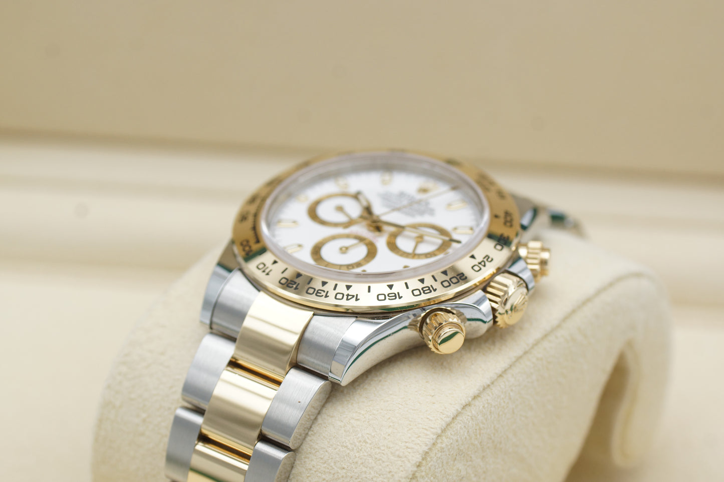 Rolex Cosmograph Daytona Weiß 116503 Gelbgold Full-Set 2022 LC100