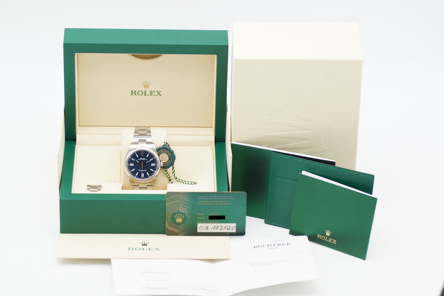 Rolex Oyster Perpetual 41 124300 Blau Full-Set 2020