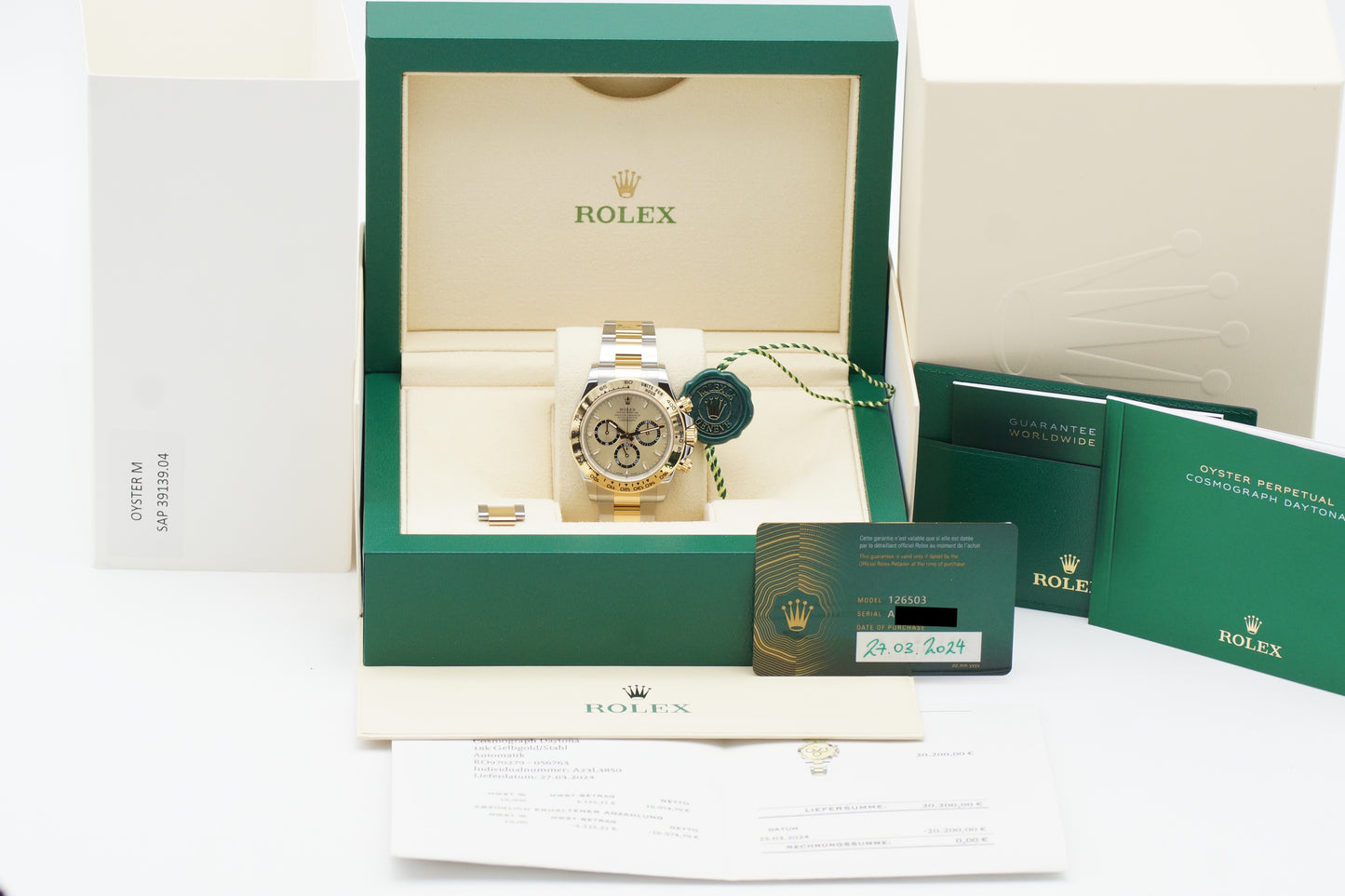 Rolex Cosmograph Daytona Bicolor 18k Gelbgold 126503 Full-Set 2024
