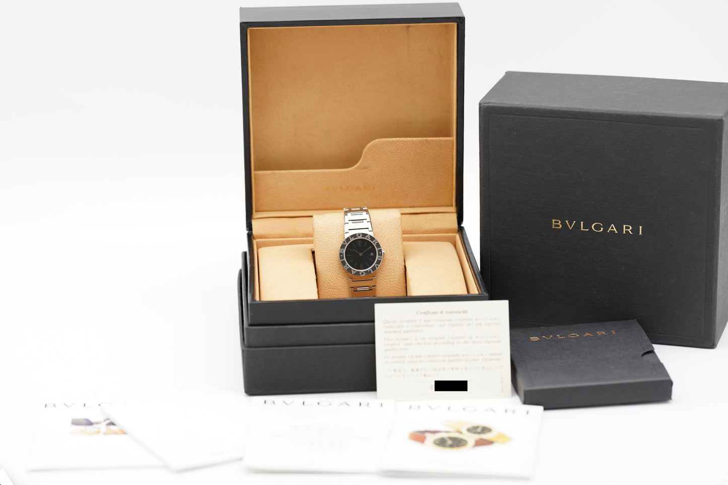 BVLGARI BB 26 SS Schwarz 26 mm Full-Set 2000