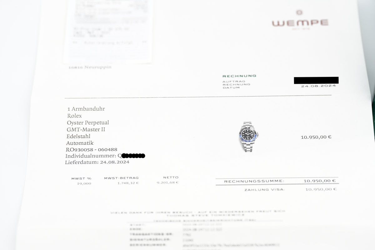 Rolex GMT-Master II Batman 126710BLNR Full-Set 2024 DE LC100