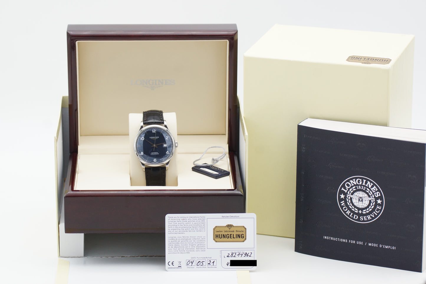 Longines Record L2.821.4.96.2 Blau Full-Set 2021