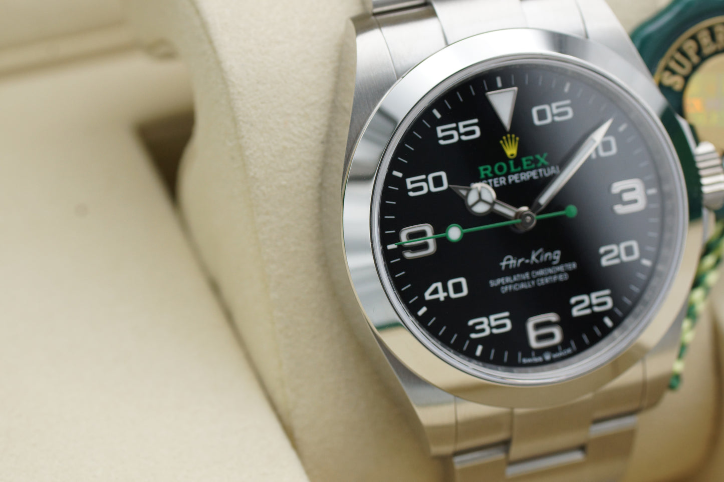 Rolex Air King 126900 Schwarz Full-Set 2024 LC100 NEU