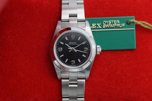 Rolex Lady Oyster Perpetual 76080 Schwarz Full-Set 2002