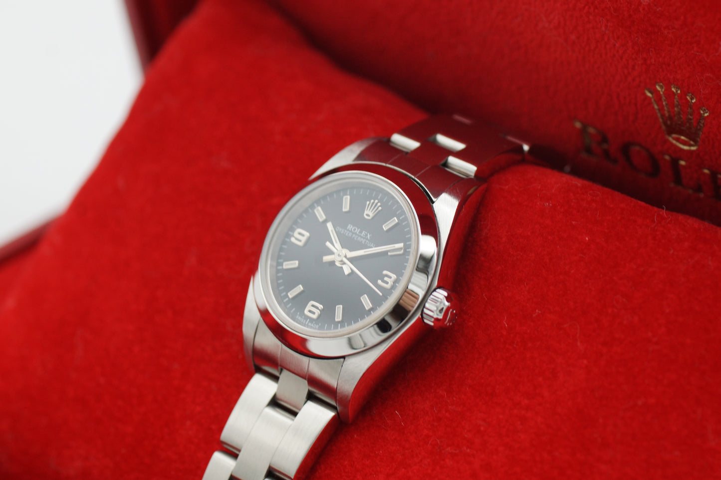 Rolex Lady Oyster Perpetual 76080 Schwarz Full-Set 2002