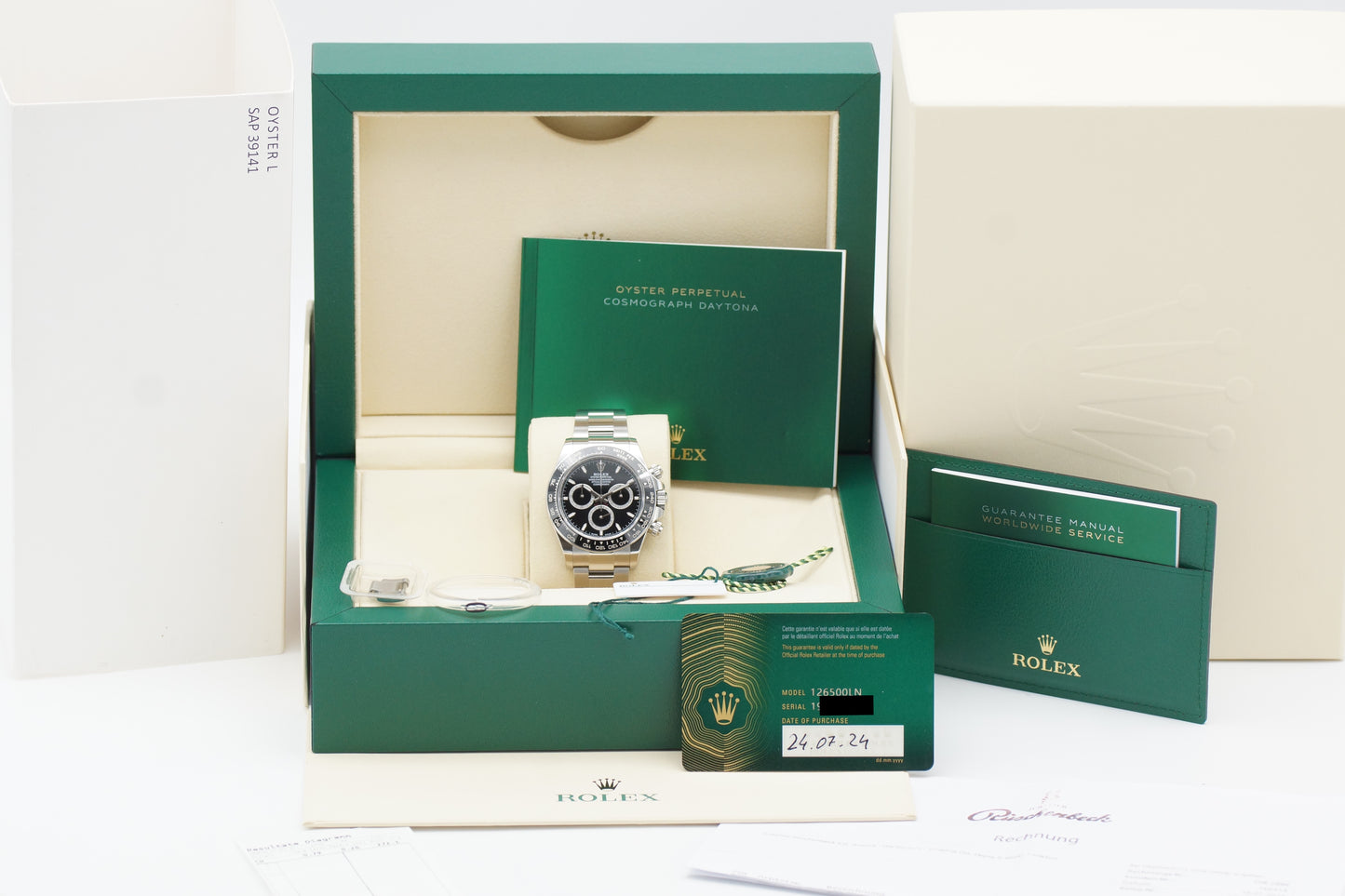 Rolex Daytona 126500 Schwarz Full-Set 2024 DE