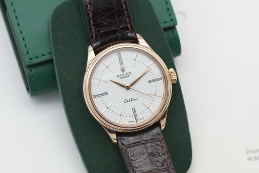 Rolex Cellini Time 18k Rotgold 50505 Weiß 04/2015 LC100
