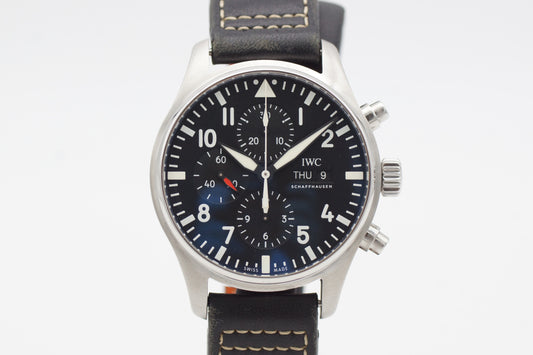 IWC Pilot Watch Chronograph Schwarz IW377709 Full-Set 2019