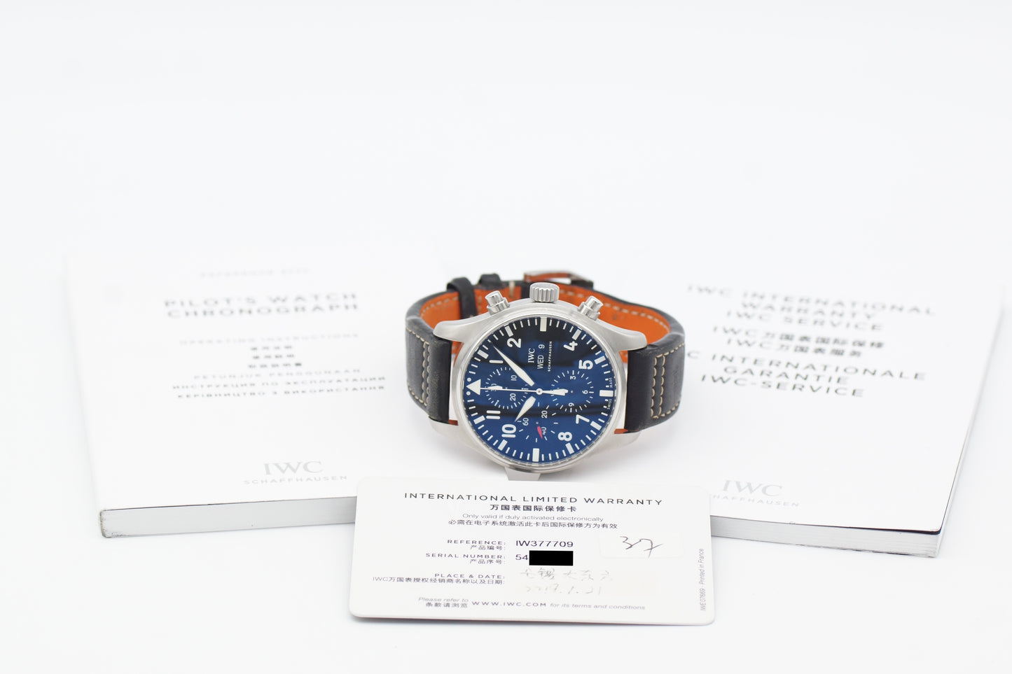 IWC Pilot Watch Chronograph Schwarz IW377709 Full-Set 2019