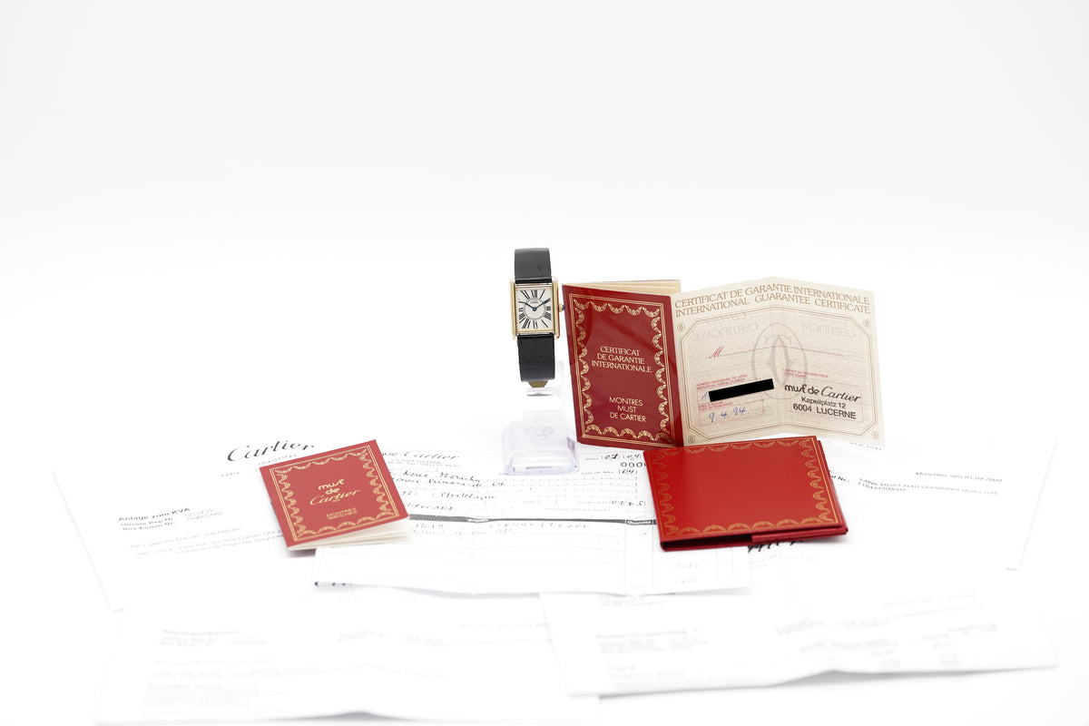 Cartier Tank Vermeil Vergoldet 590005 Papiere 1994
