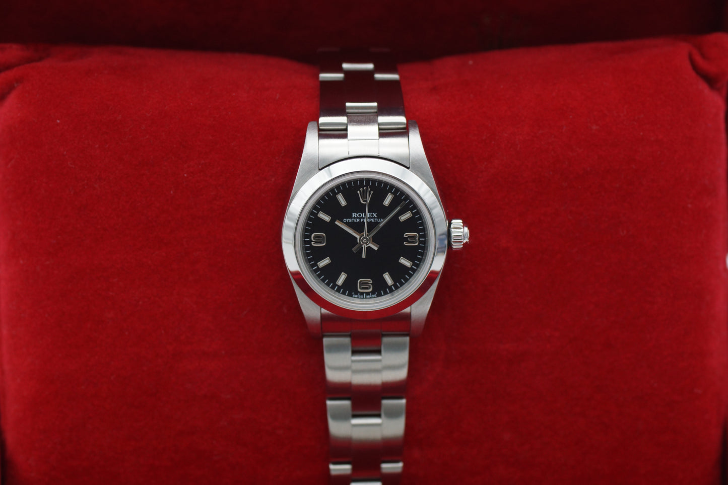 Rolex Lady Oyster Perpetual 76080 Schwarz Full-Set 2006