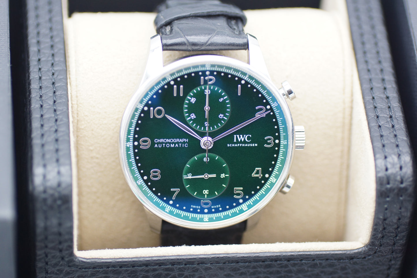 IWC Portugieser Chronograph IW371615 Grün Automatik Full-Set 2020