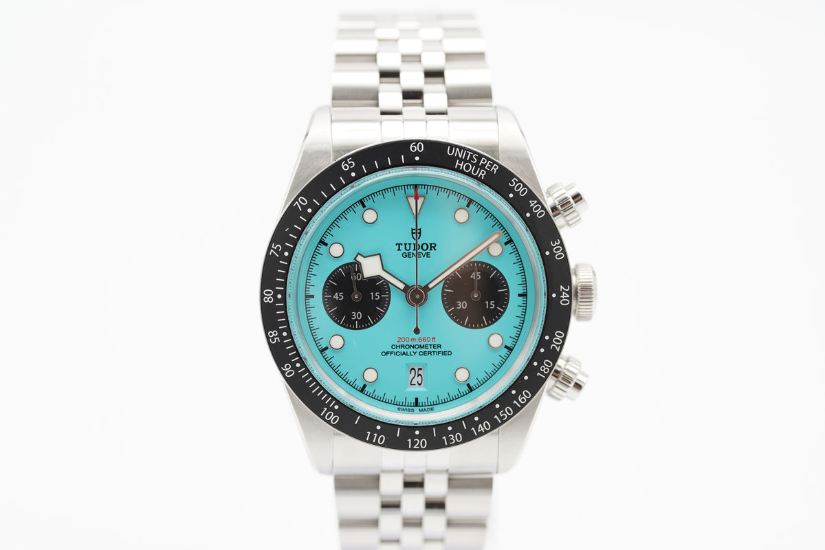 Tudor Black Bay Chrono 79360N Blue Flamingo Türkis Full-Set 2025