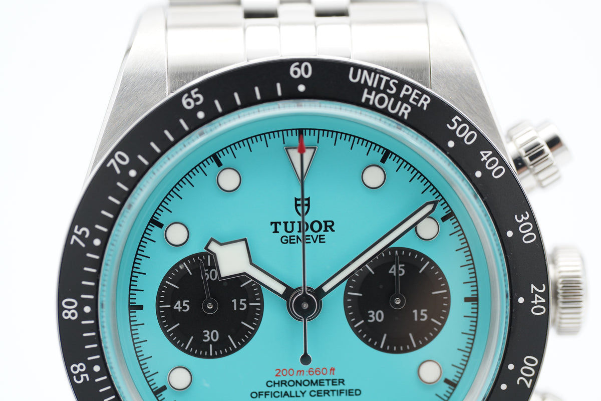 Tudor Black Bay Chrono 79360N Blue Flamingo Türkis Full-Set 2025