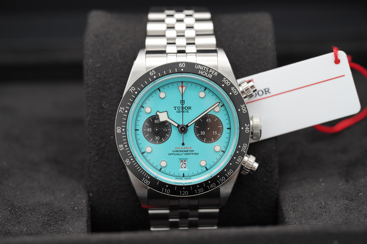 Tudor Black Bay Chrono 79360N Blue Flamingo Türkis Full-Set 2025