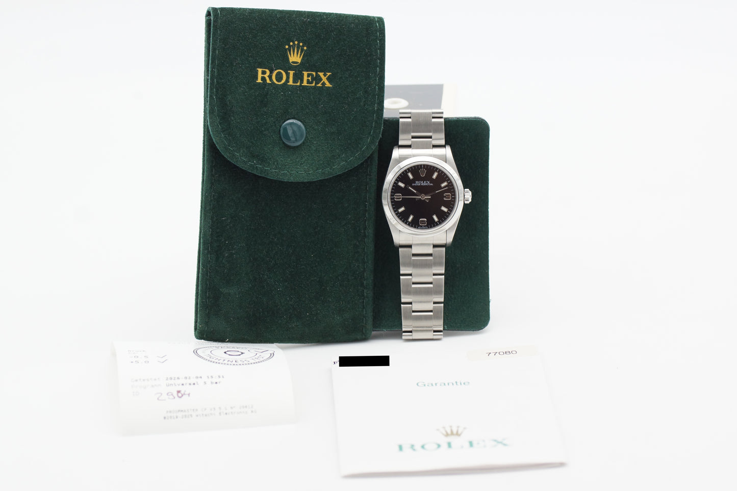 Rolex Oyster Perpetual 31 Schwarz 77080 Etui/Papiere 2003