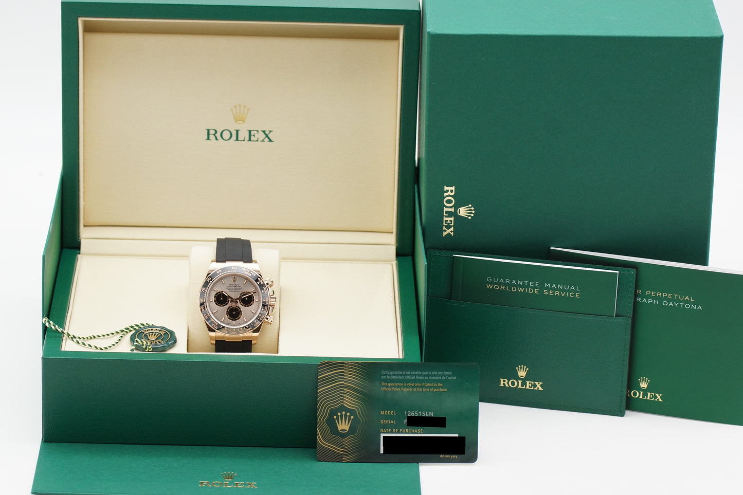Rolex Daytona Sundust 126515LN 18k Rosegold Oysterflex Full-Set 2025