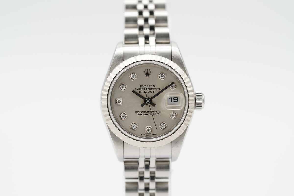 Rolex Lady-Datejust 79174G Silber Diamanten Full-Set 2003