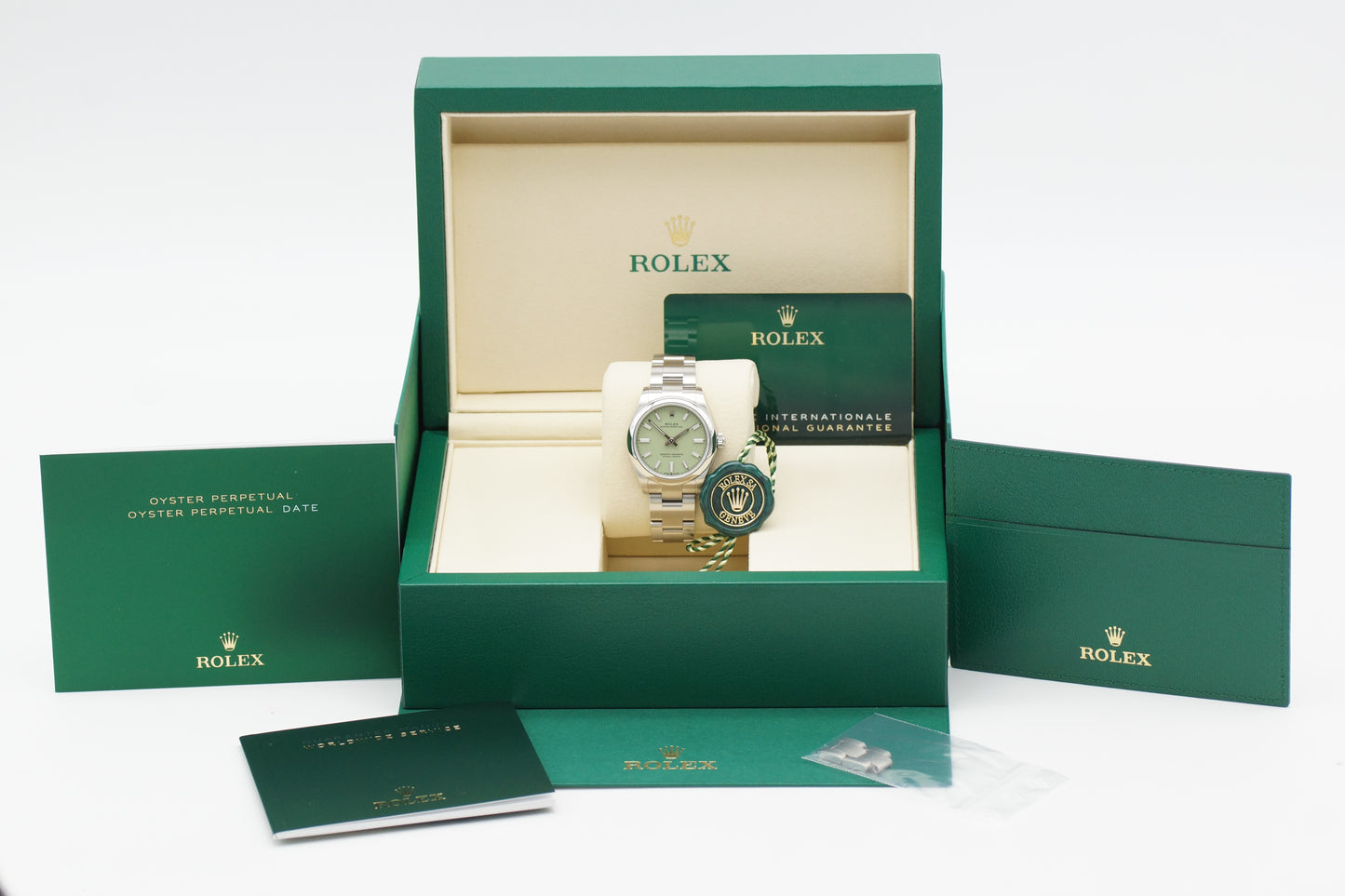 Rolex Oyster Perpetual 31 Pistachio 277200 Full-Set 09/2025 NEU