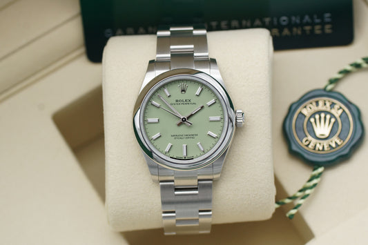 Rolex Oyster Perpetual 31 Pistachio 277200 Full-Set 09/2025 NEU
