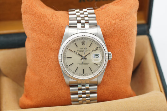 Rolex Datejust 36 Silber 16220 Full-Set 1989