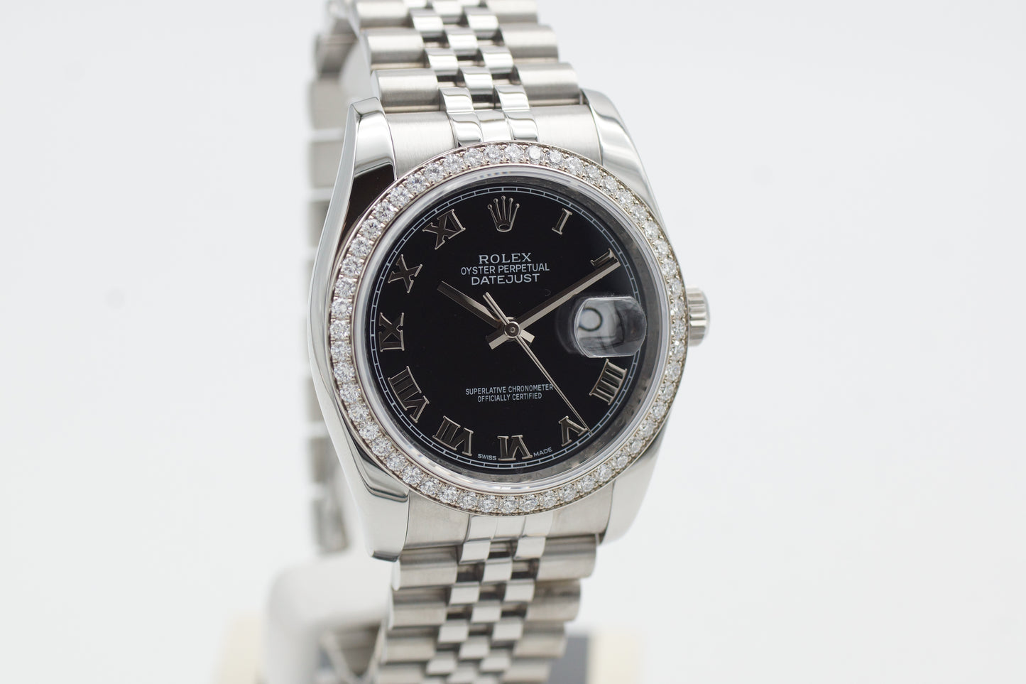 Rolex Datejust 36 Factory Diamant Lünette 116244 Schwarz