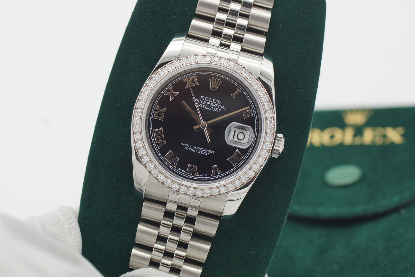 Rolex Datejust 36 Factory Diamant Lünette 116244 Schwarz