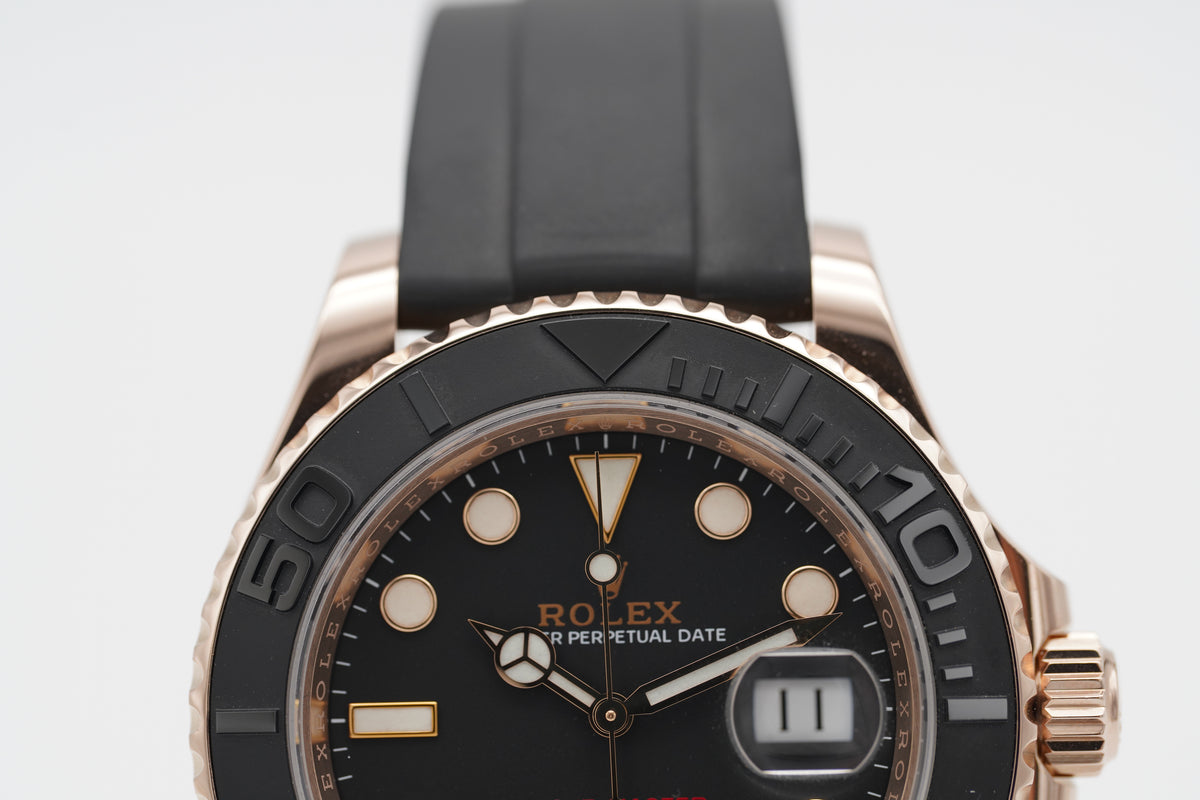 Rolex Yacht-Master 40 Schwarz Roségold 126655 Full-Set 2021