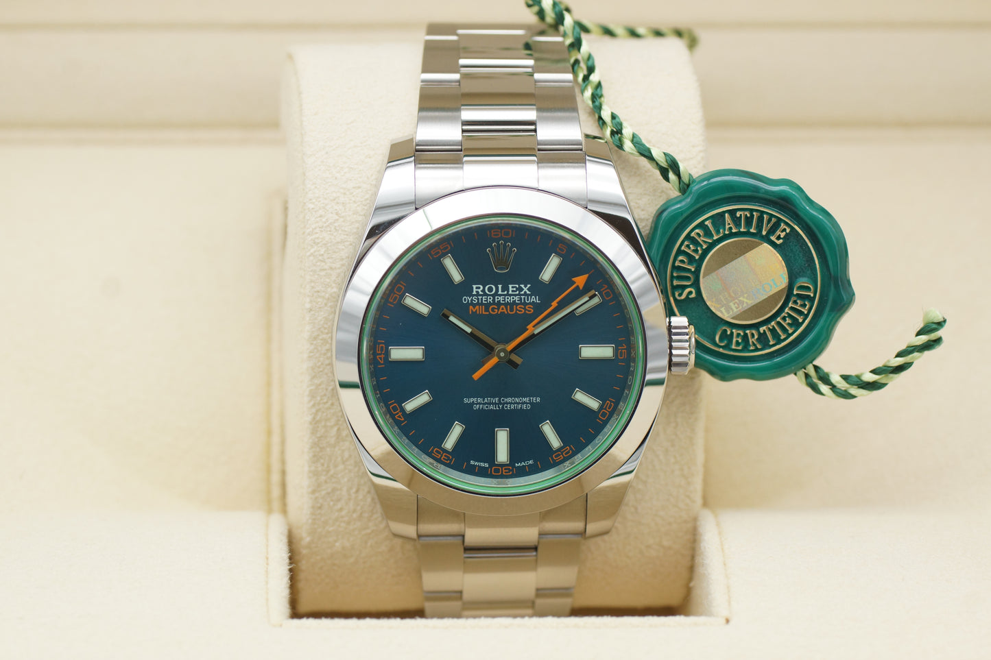 Rolex Milgauss 116400GV 40mm Blau Full-Set 2019