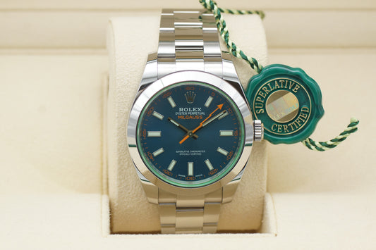 Rolex Milgauss 116400GV 40mm Blau Full-Set 2019
