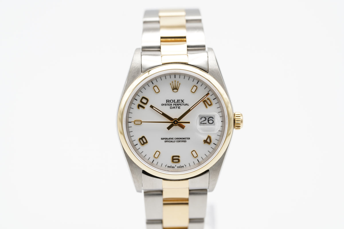 Rolex Oyster Perpetual 34 Bicolor Weiß 15233 1990
