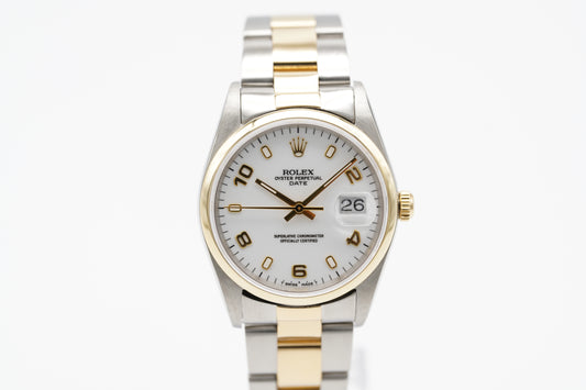 Rolex Oyster Perpetual 34 Bicolor Weiß 15233 1990