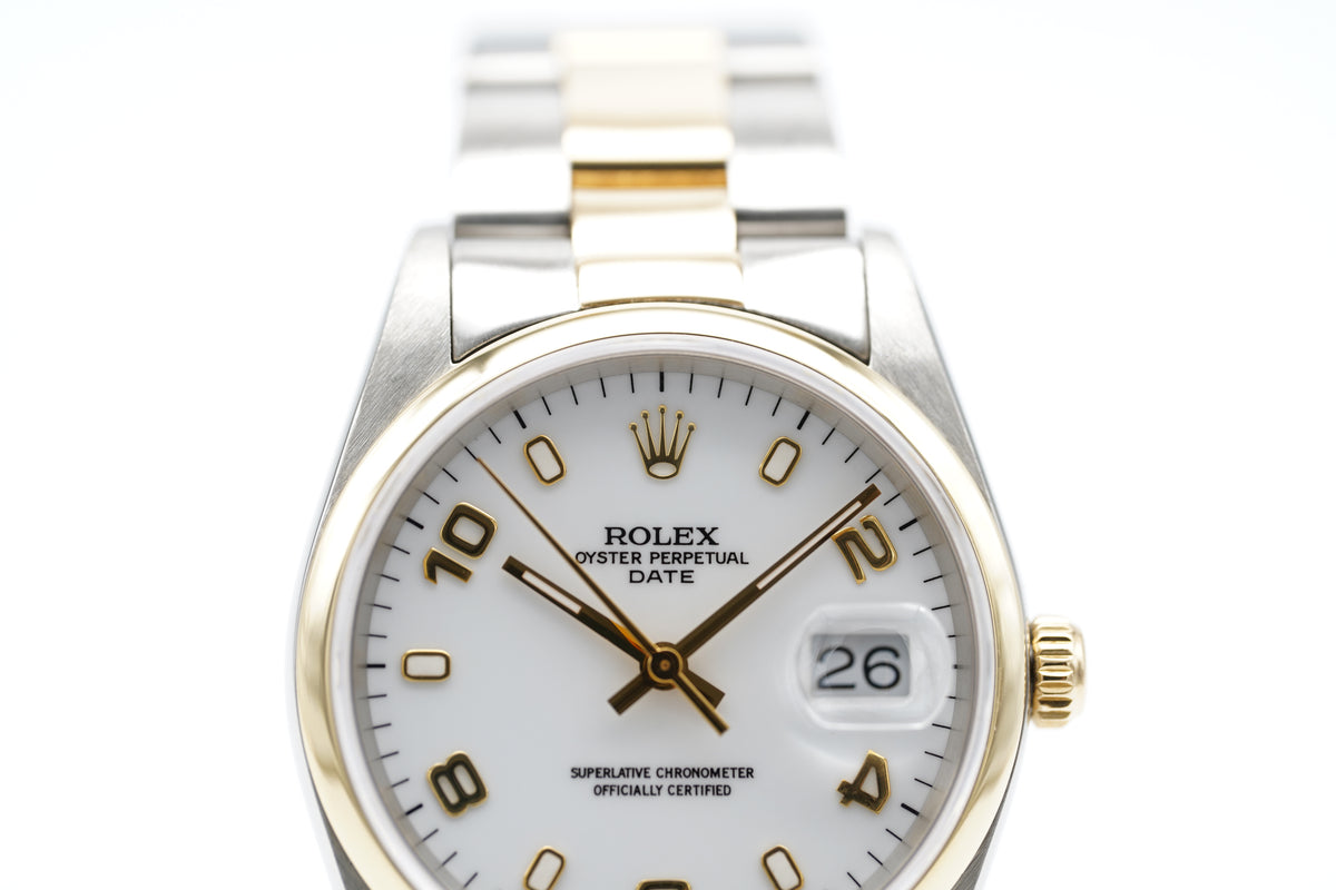 Rolex Oyster Perpetual 34 Bicolor Weiß 15233 1990