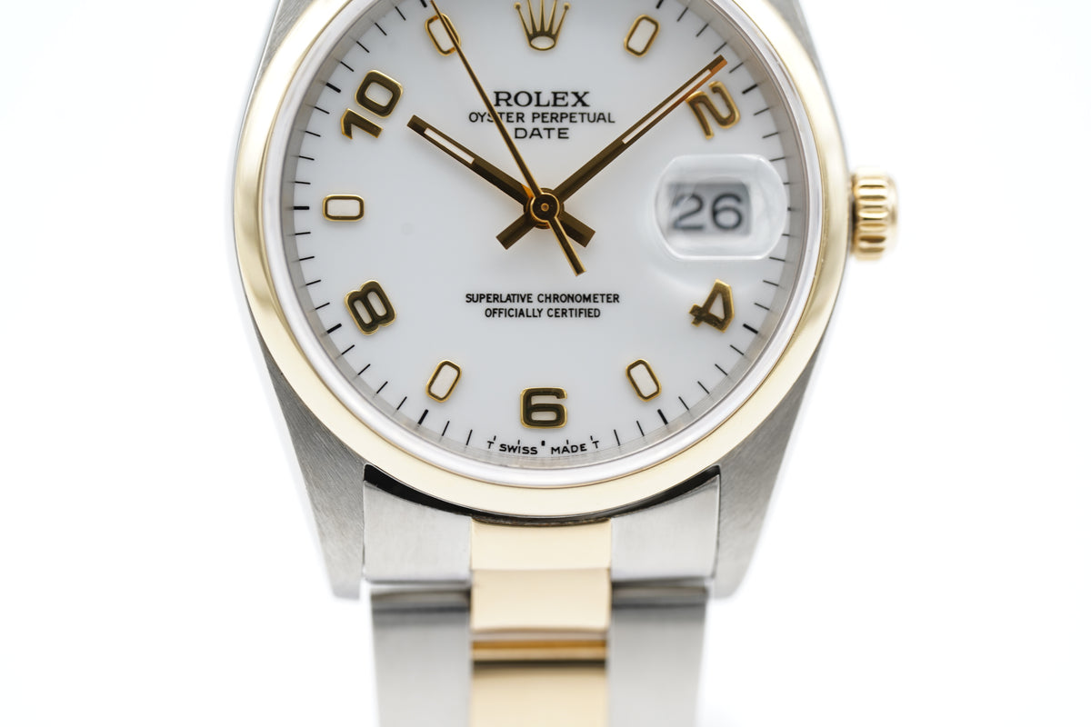 Rolex Oyster Perpetual 34 Bicolor Weiß 15233 1990